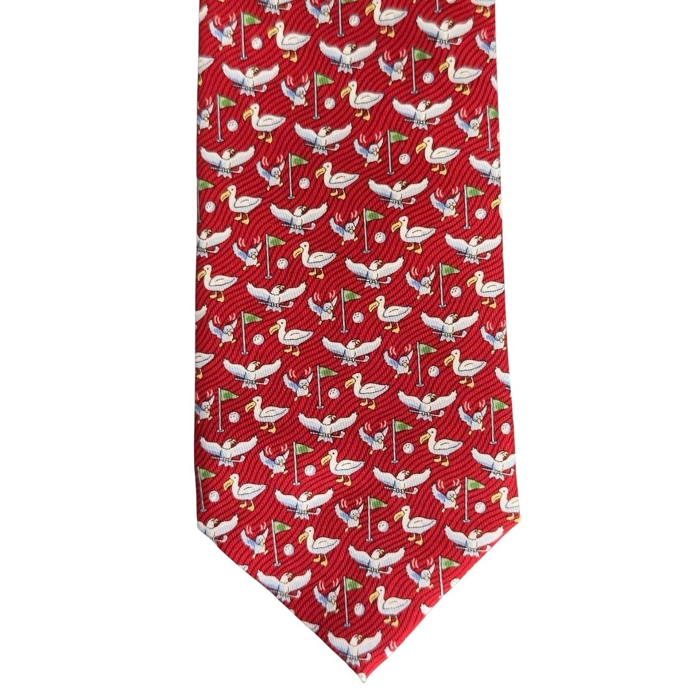 Vineyard Vines Under Par Golf Red Silk Tie